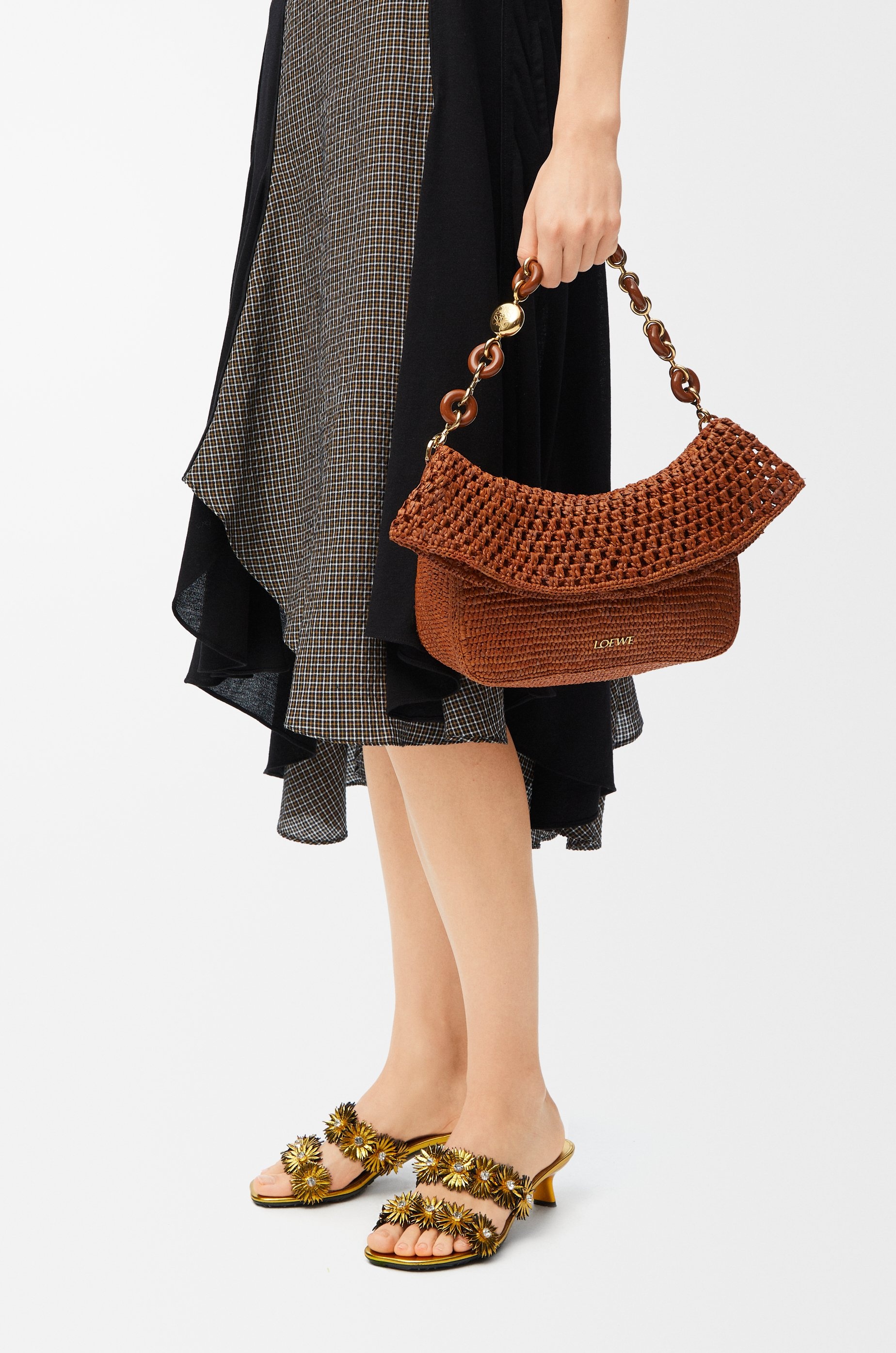 Medium Ola bag in raffia and calfskin - 2