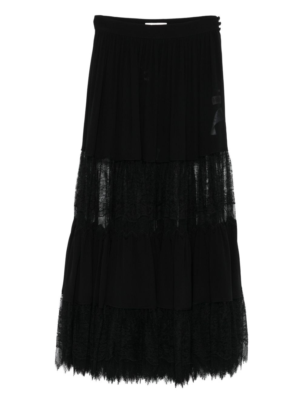 tiered lace-trimmed maxi skirt - 1