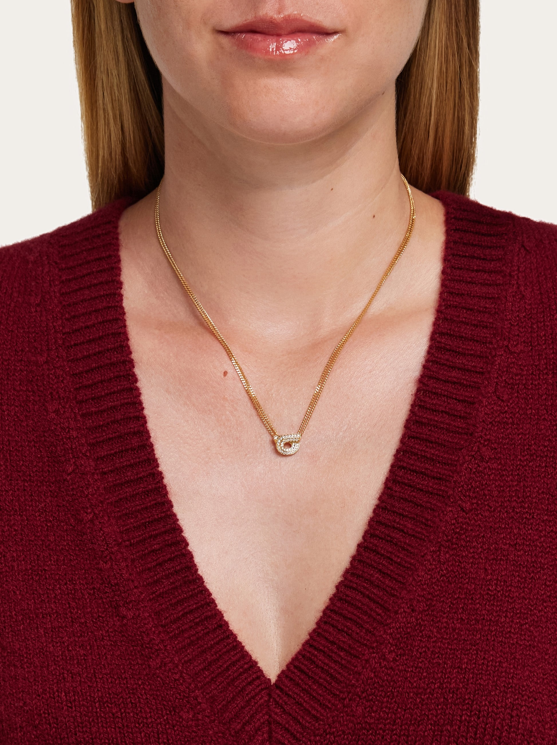 Gancini necklace with pendant and crystals - 3