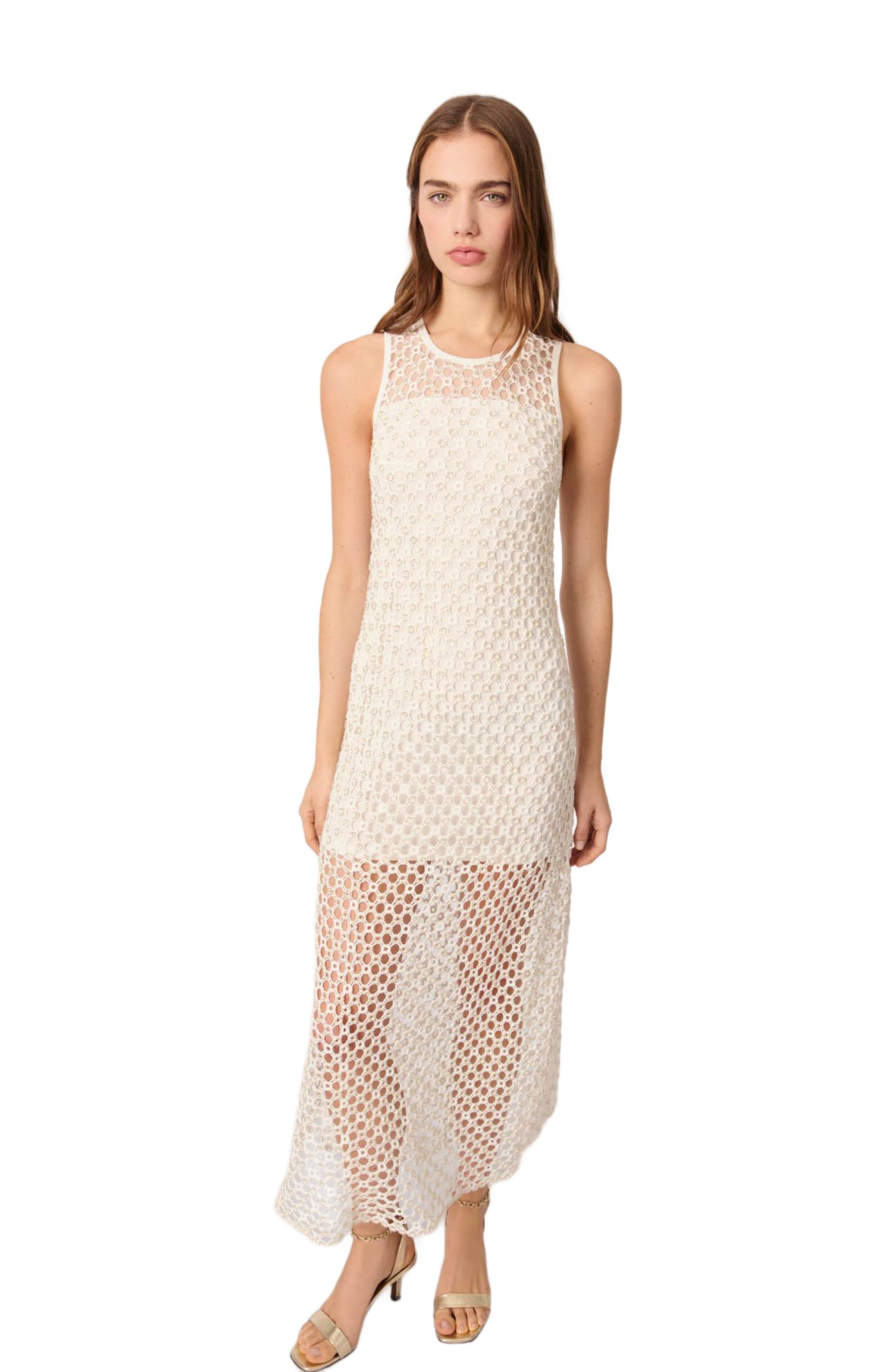 maje Beaded crochet maxi dress in White at Nordstrom - 4