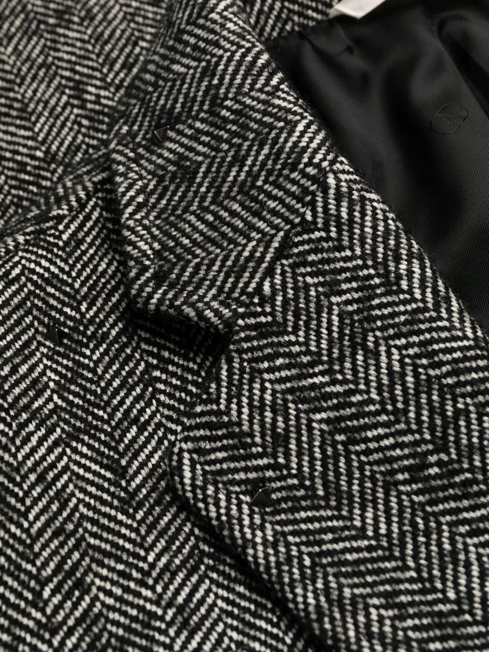 herringbone single-breasted coat - 6