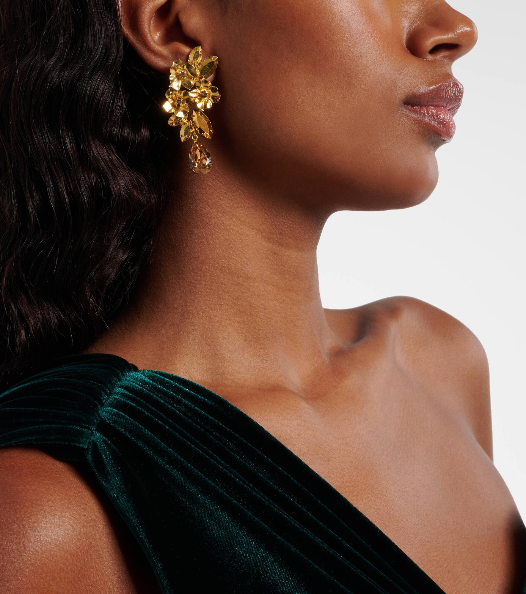 Fiore crystal-embellished gold-plated earrings - 6