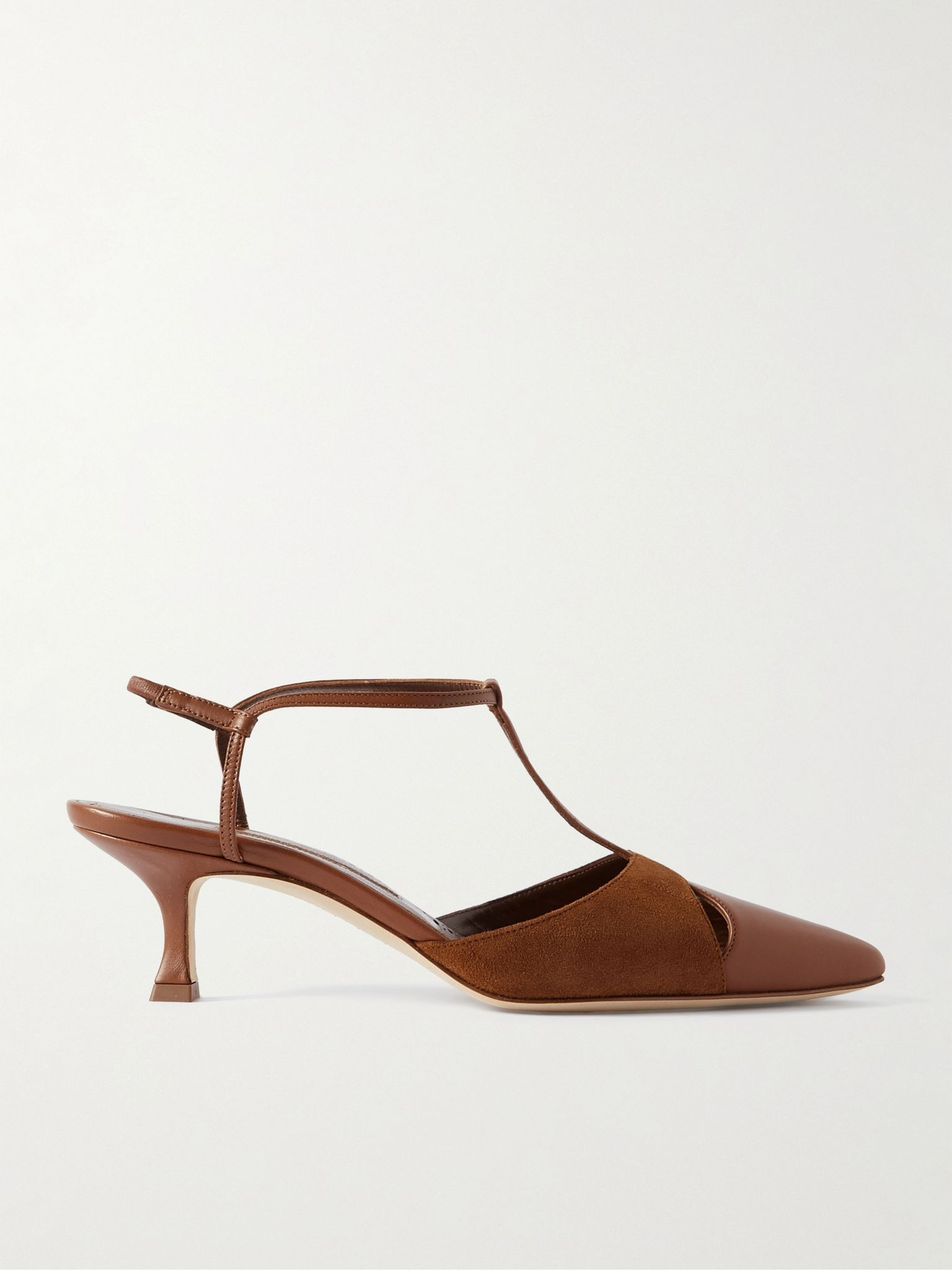 Turgimod 50 cutout leather and suede slingback pumps Brown - 1