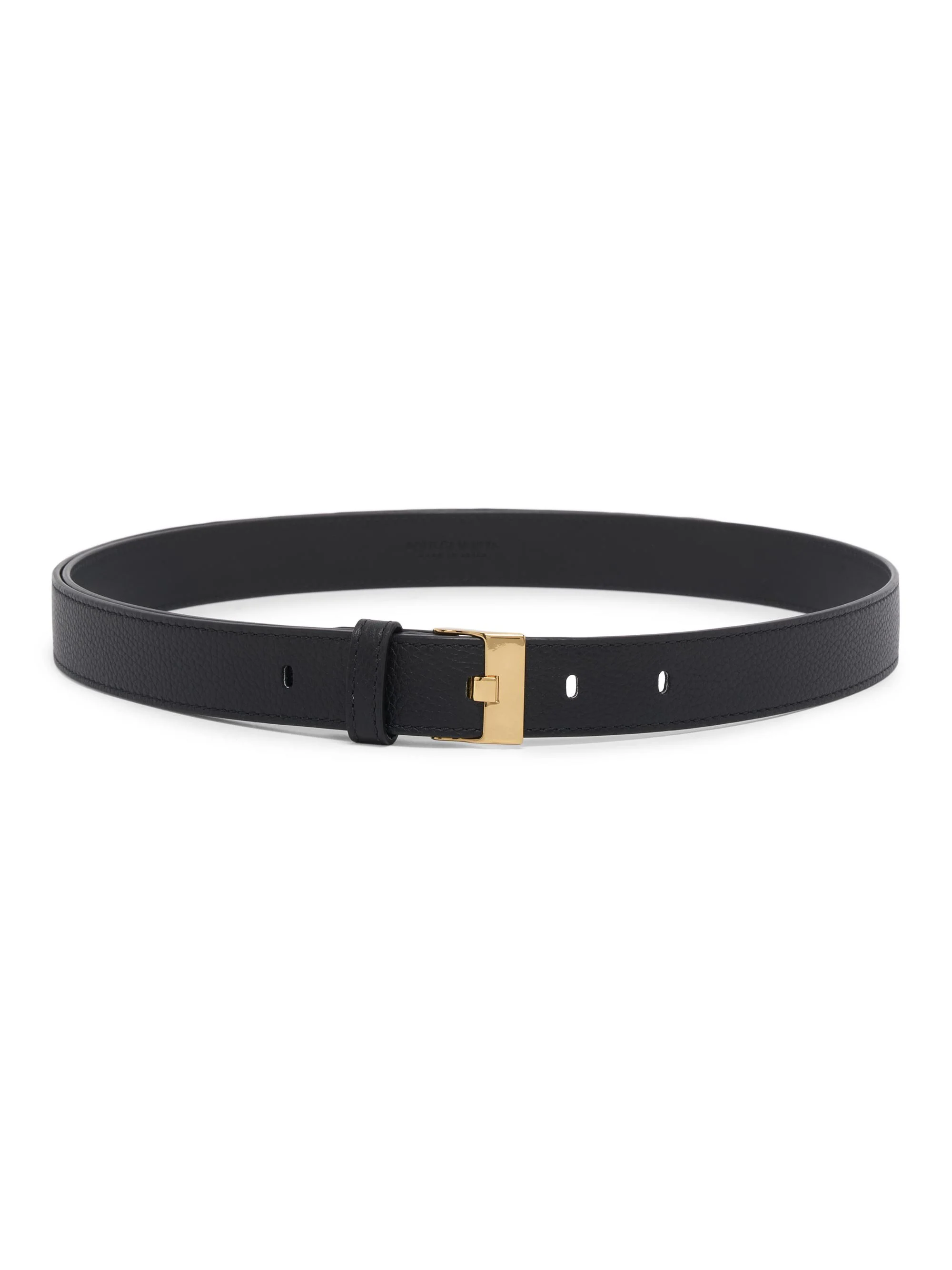 Women's Watch Pebbled Leather Belt - Black - 1