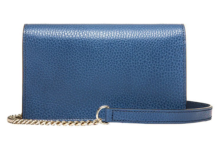 (WMNS) Gucci Logo Double G Leather WOC Chain Shoulder Messenger Bag Blue Classic 510314-CAO0G-4231 - 3