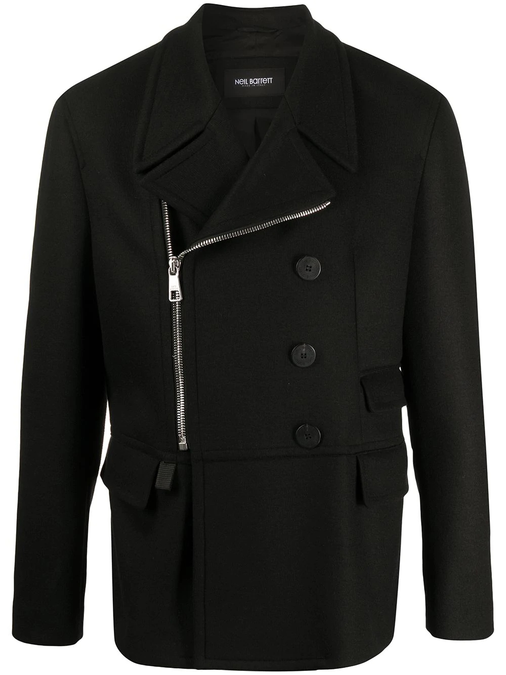 asymmetric zip-fastening coat - 1