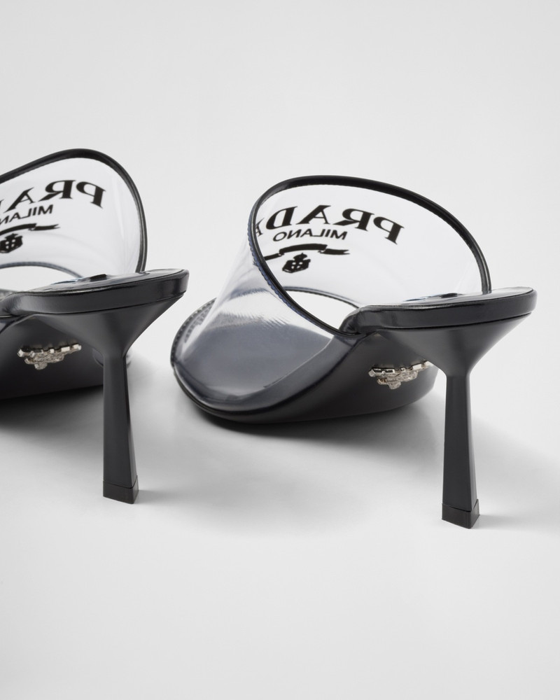 Logo-print Plexiglas high-heel slides 7