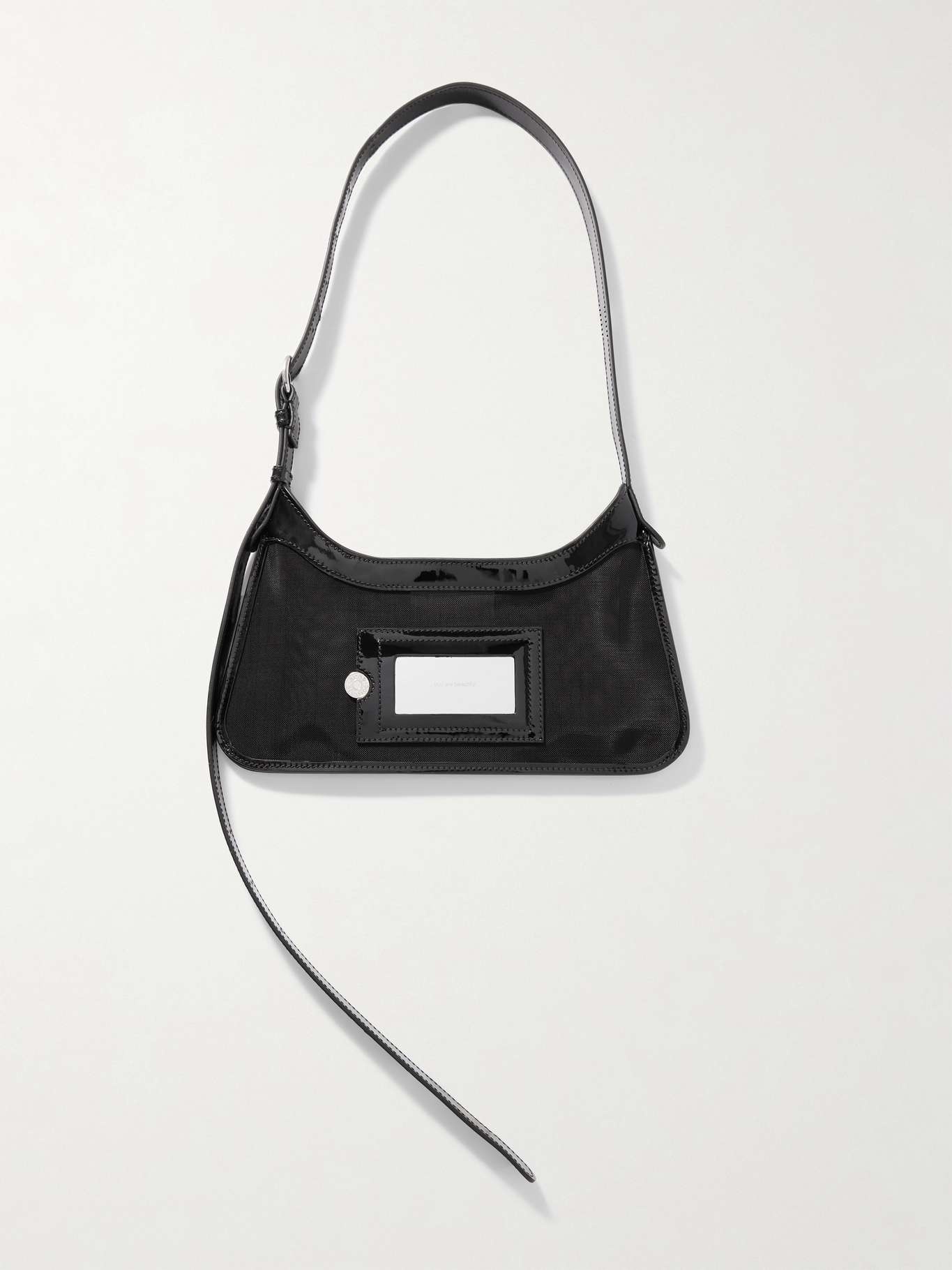 Embellished patent leather-trimmed mesh shoulder bag - 3
