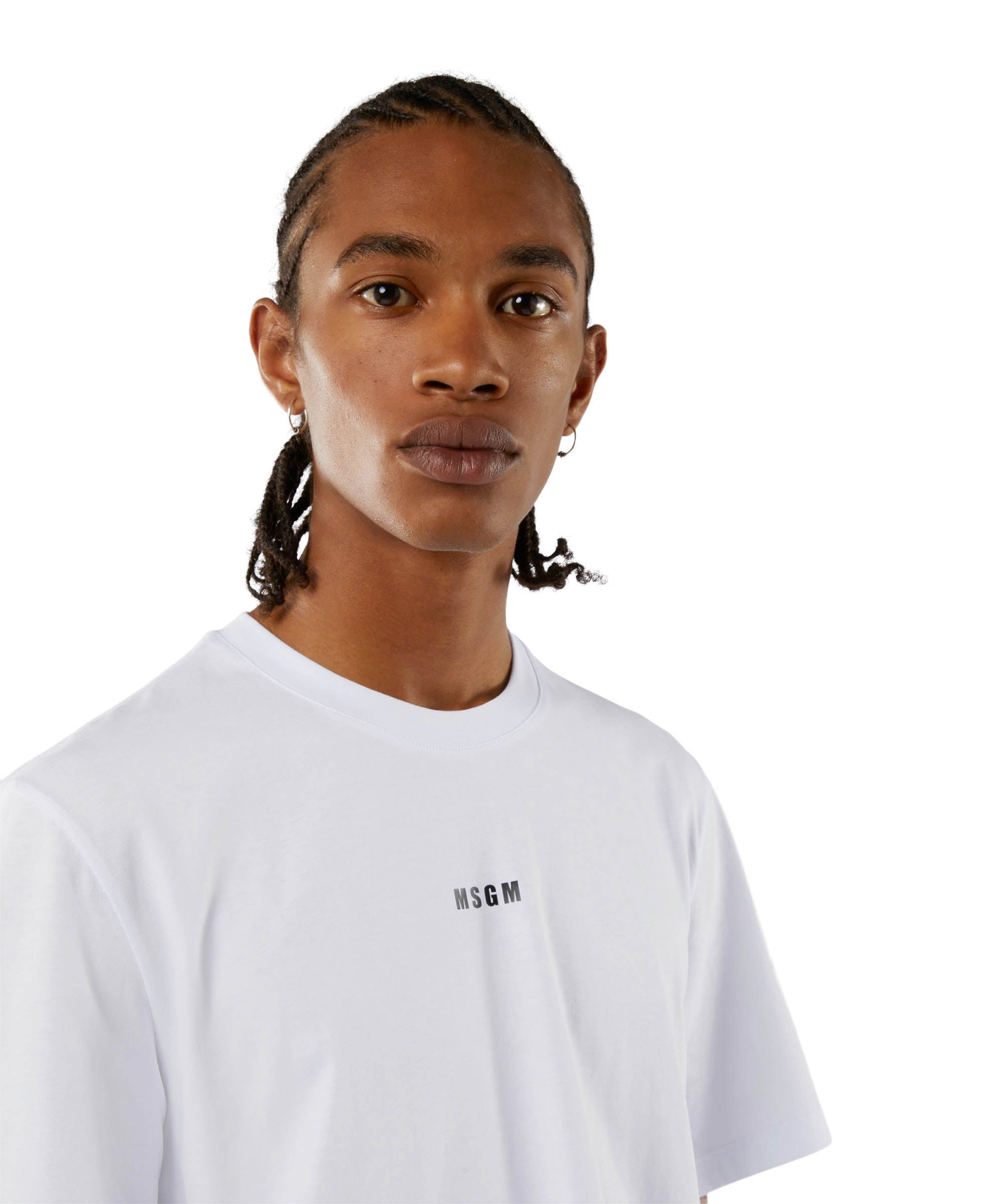 Round neck cotton T-shirt with micro logo - 5