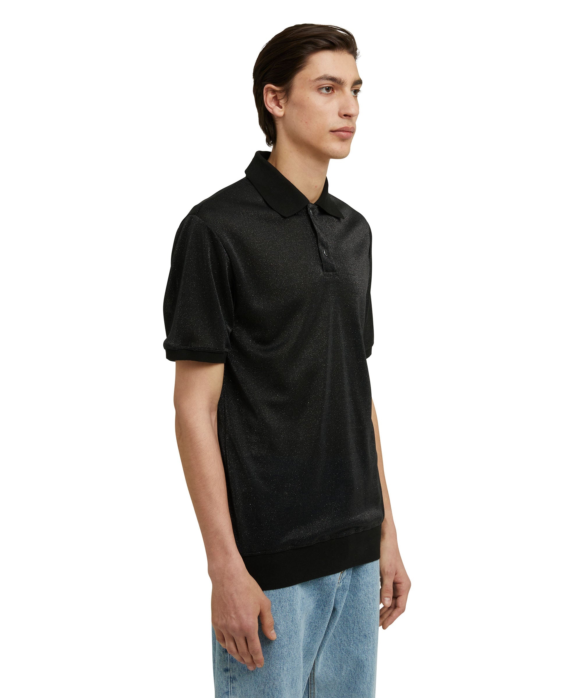 Short sleeve polo shirt in metal blend fabric - 4