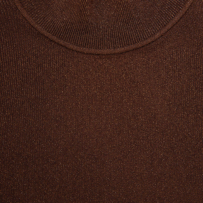 Brown Metallic Viscose Knit Top 5