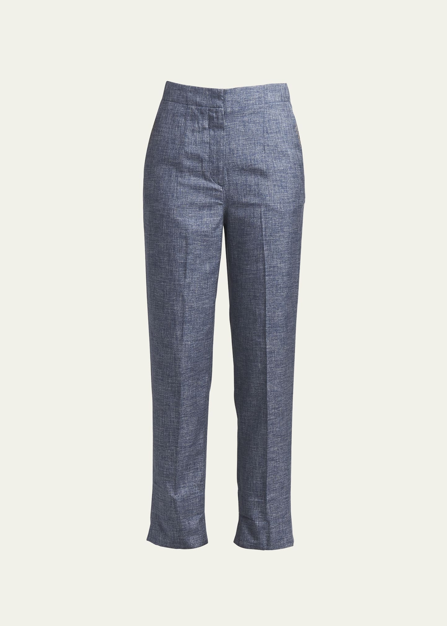 Denim-Effect Silk Pants - 5