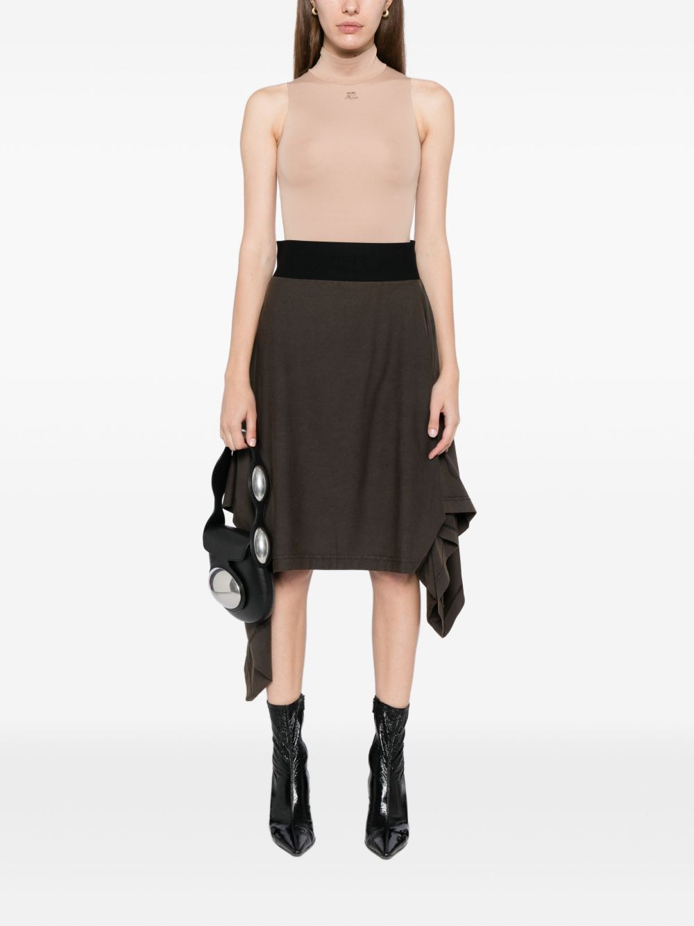 asymmetric hem a-line skirt - 2