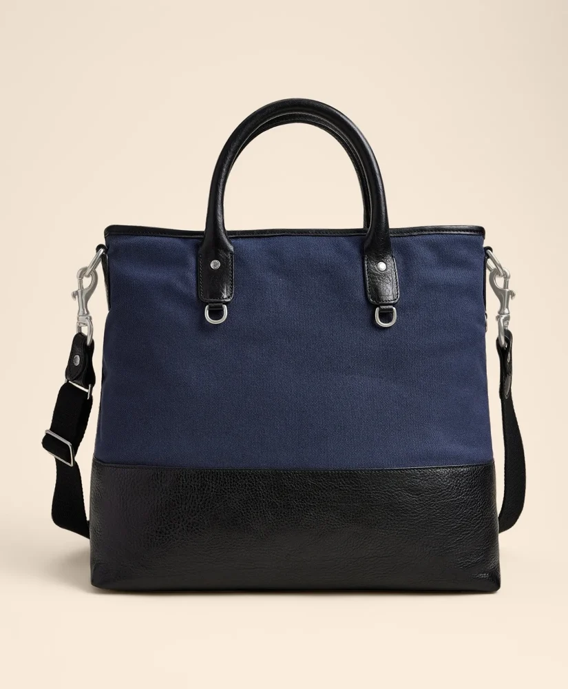 Ghurka Editor No. 271 Leather & Cotton-Linen Tote Bag - 1