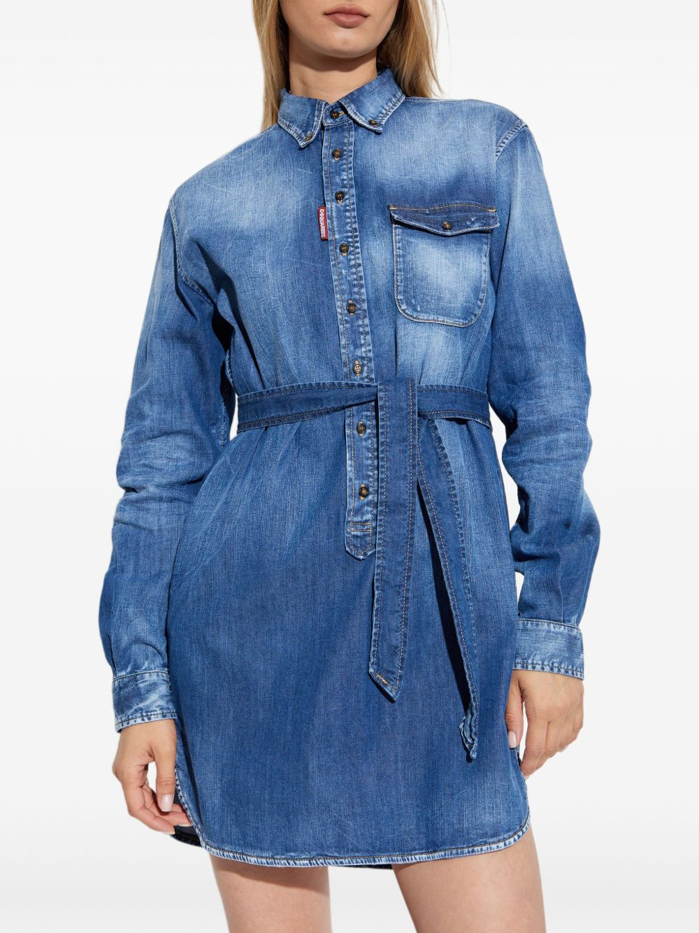 button-fastening denim mini dress - 3