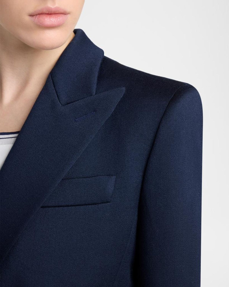 Wool-Silk Double-Breasted Blazer Jacket 5