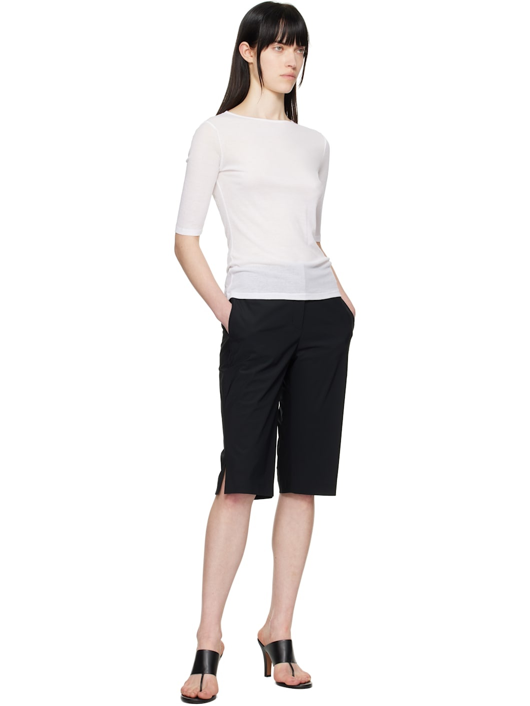 White Round Short Sleeve T-shirt - 4