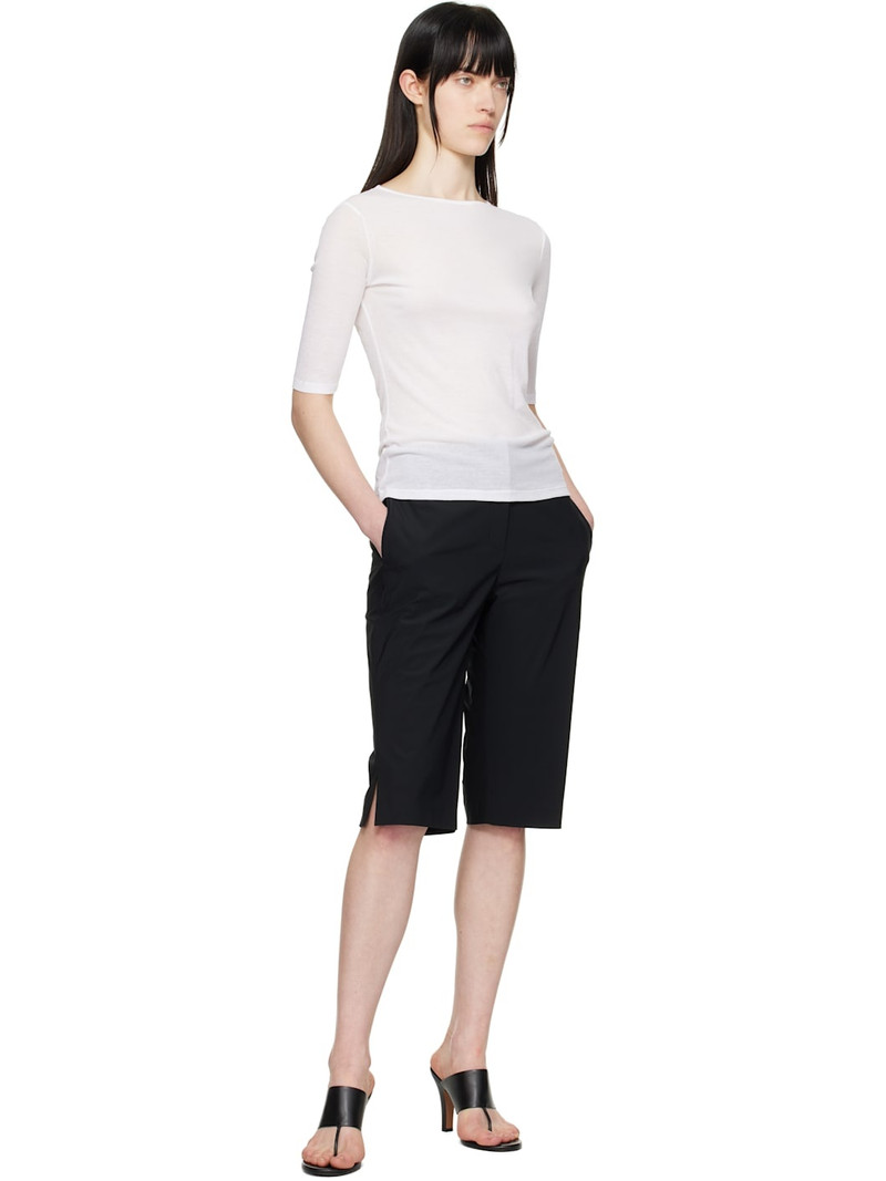 AMOMENTO White Round Short Sleeve T-shirt outlook