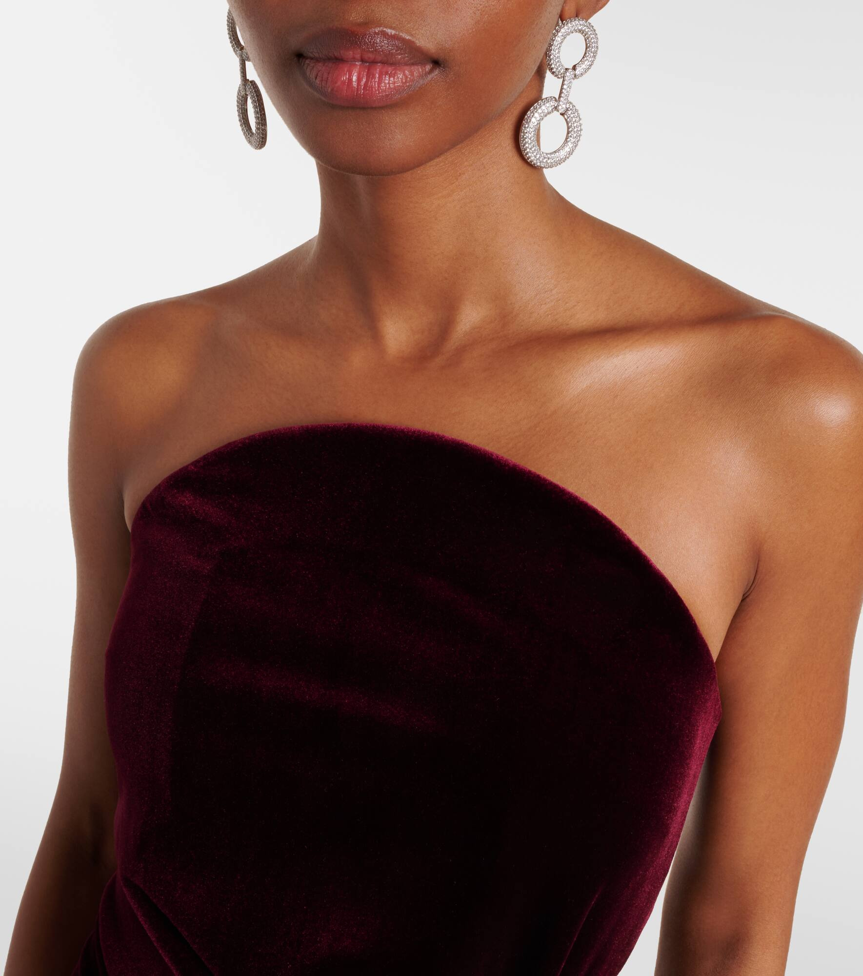 Cutout embellished strapless velvet gown - 4