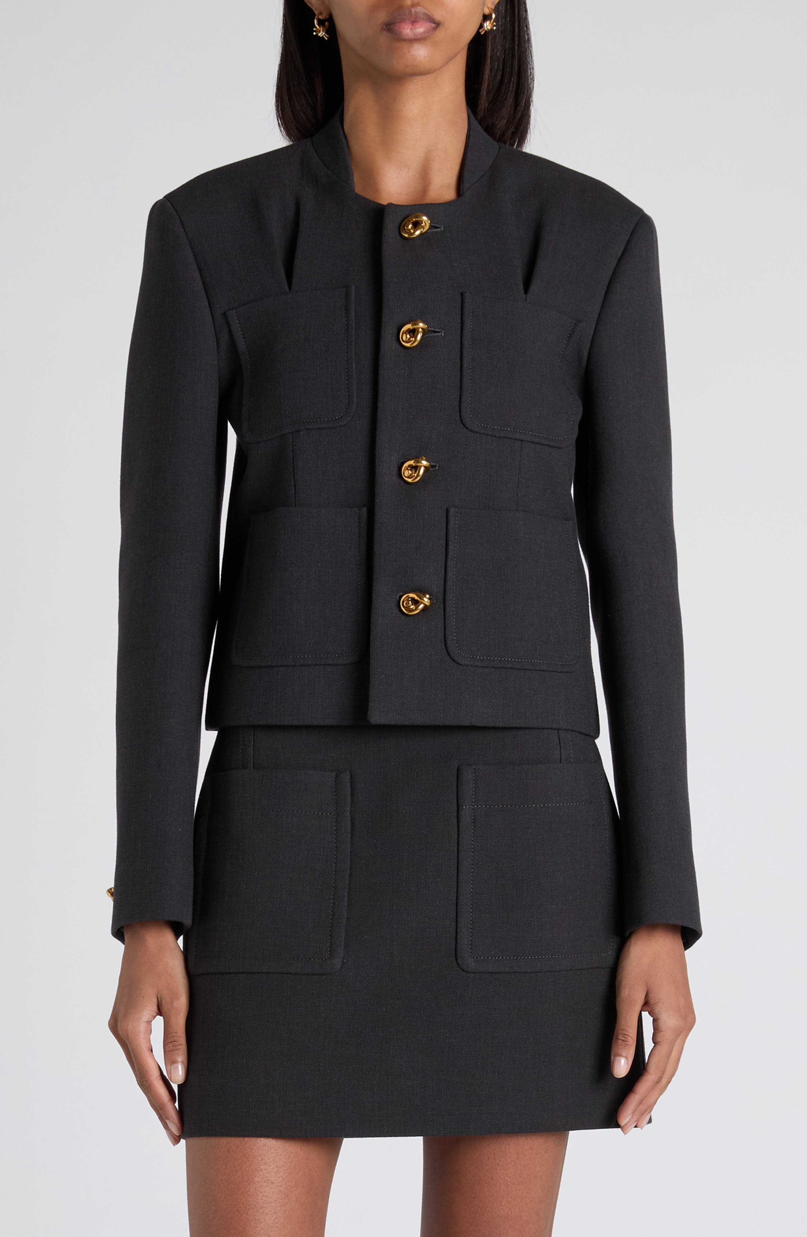 Bottega Veneta Boxy Tailored Jacket in 1370 Anthracite at Nordstrom - 1