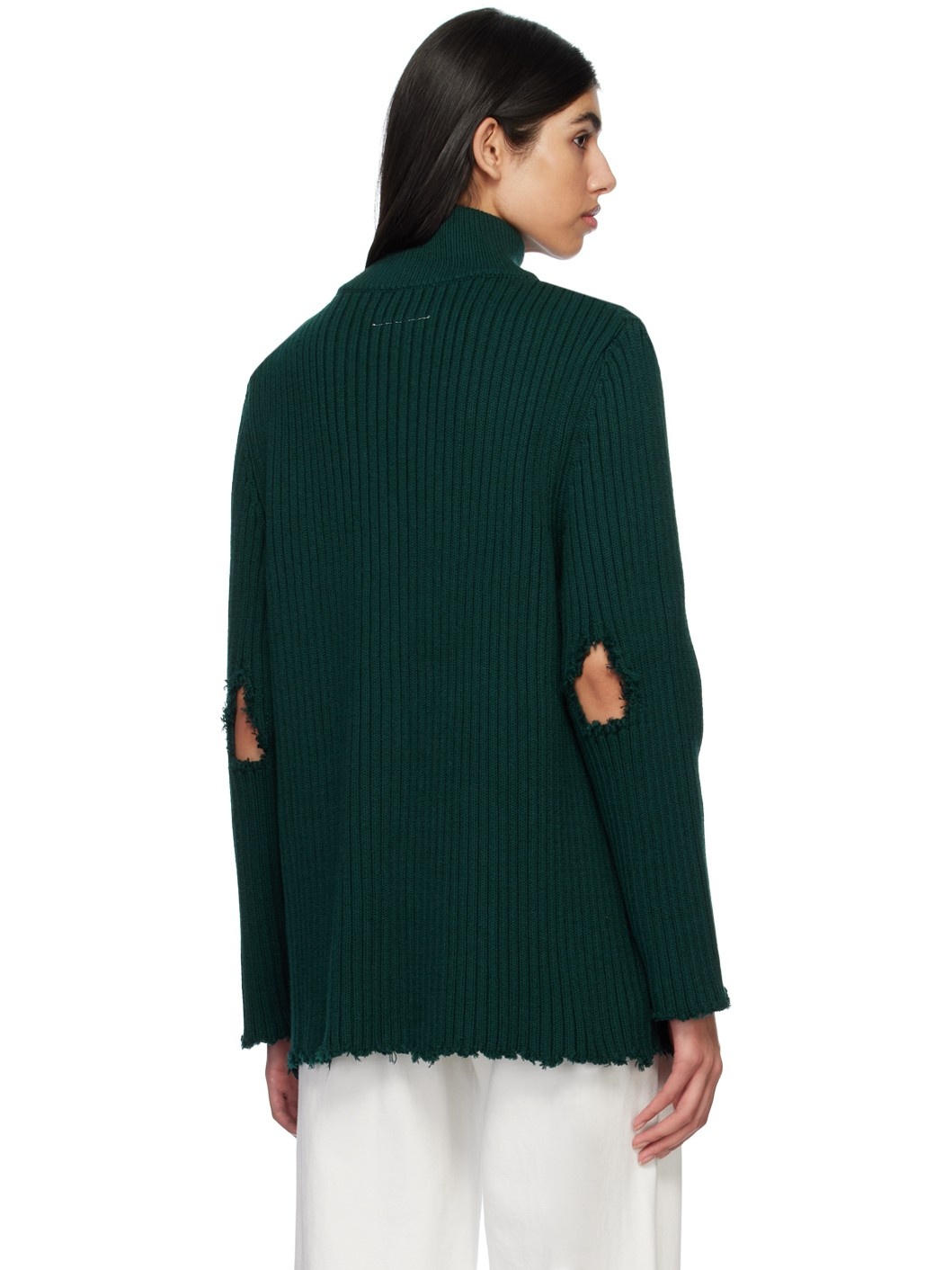 Green Raw Edge Sweater - 3