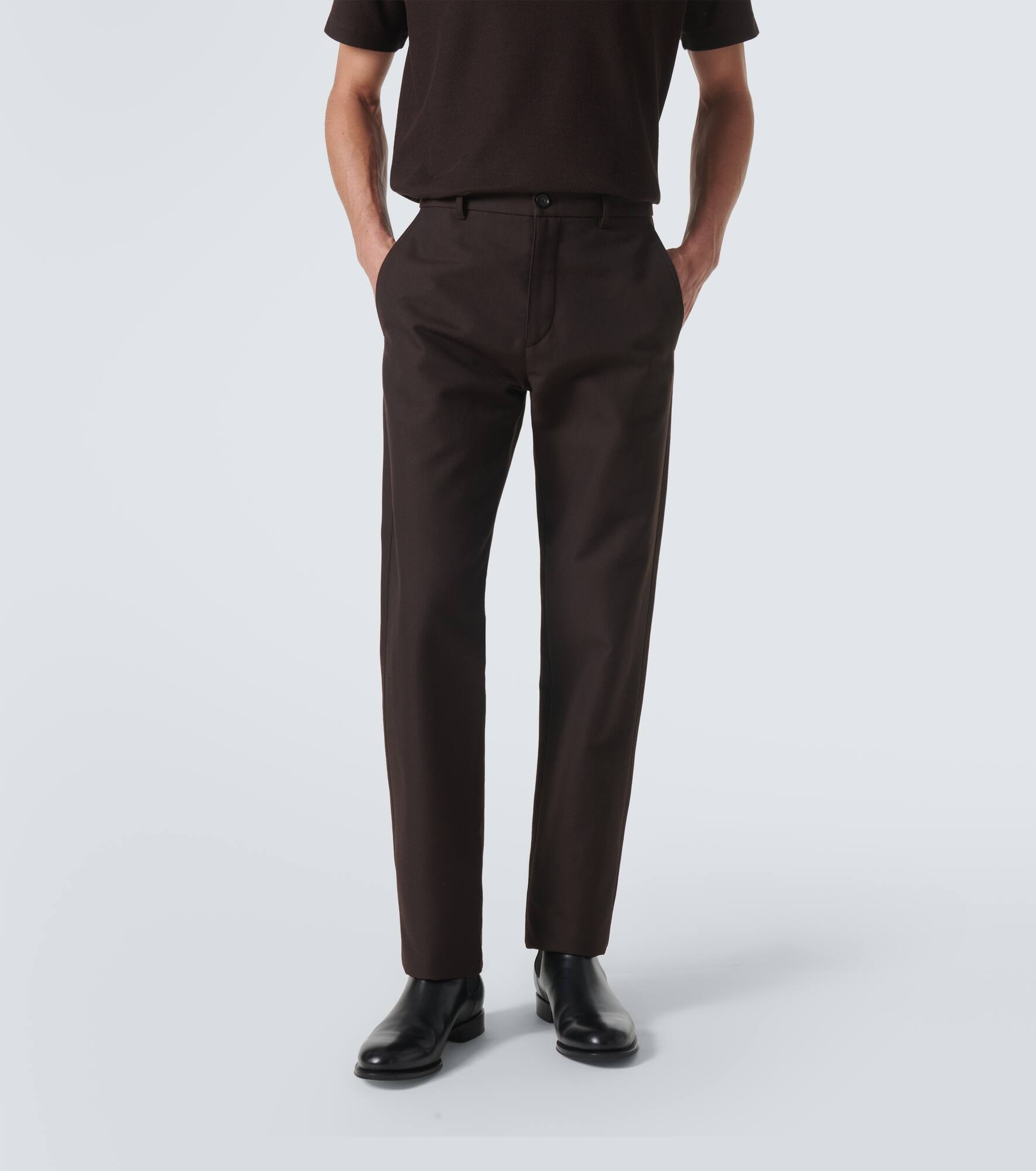 Wool and cotton straight pants - 3