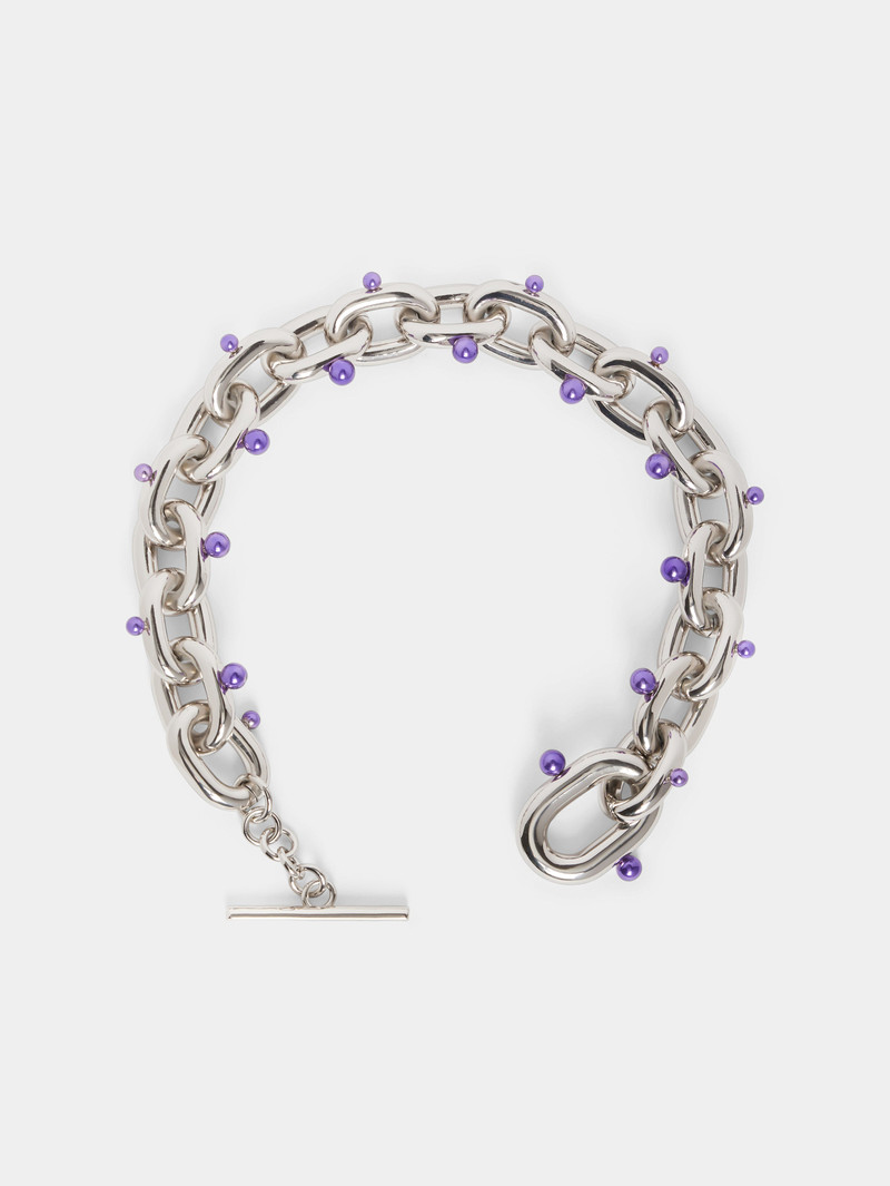 rabanne SILVER XL LINK NECKLACE WITH PEARLS outlook