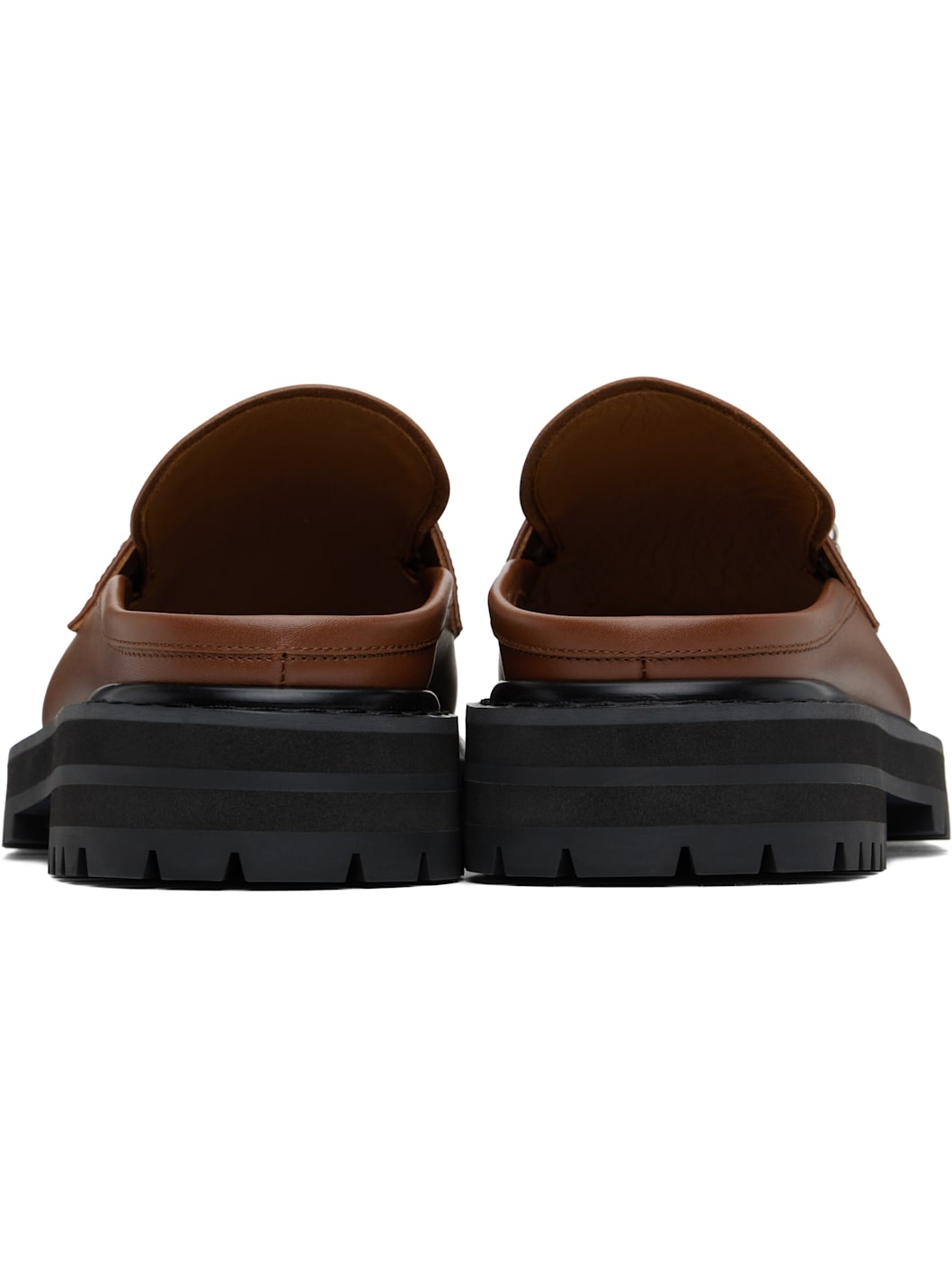 Brown Leather Piercing 2.0 Chunky Sabot Loafers - 2