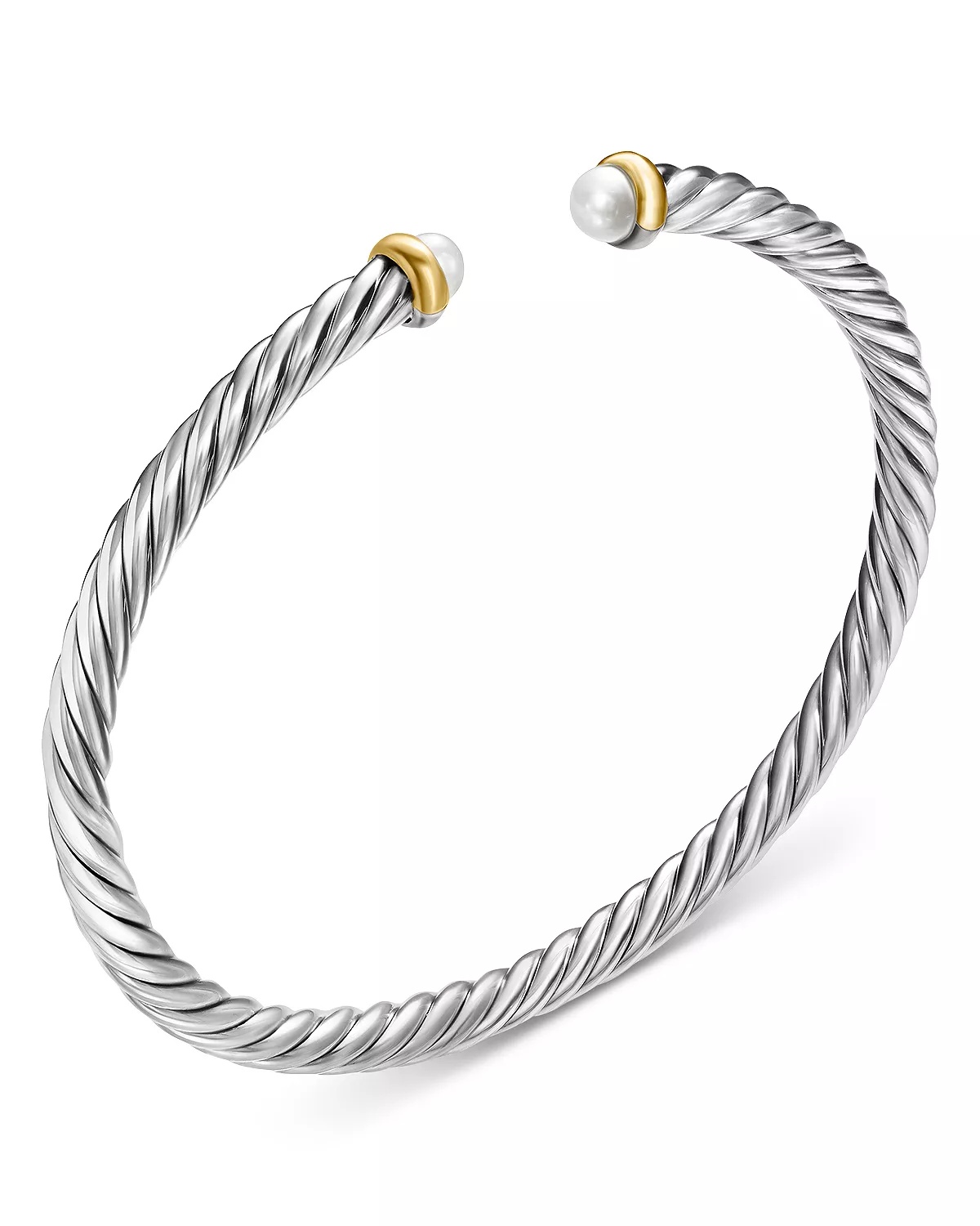 Sterling Silver & 14K Yellow Gold Cable Flex Bracelet, 4mm - 3