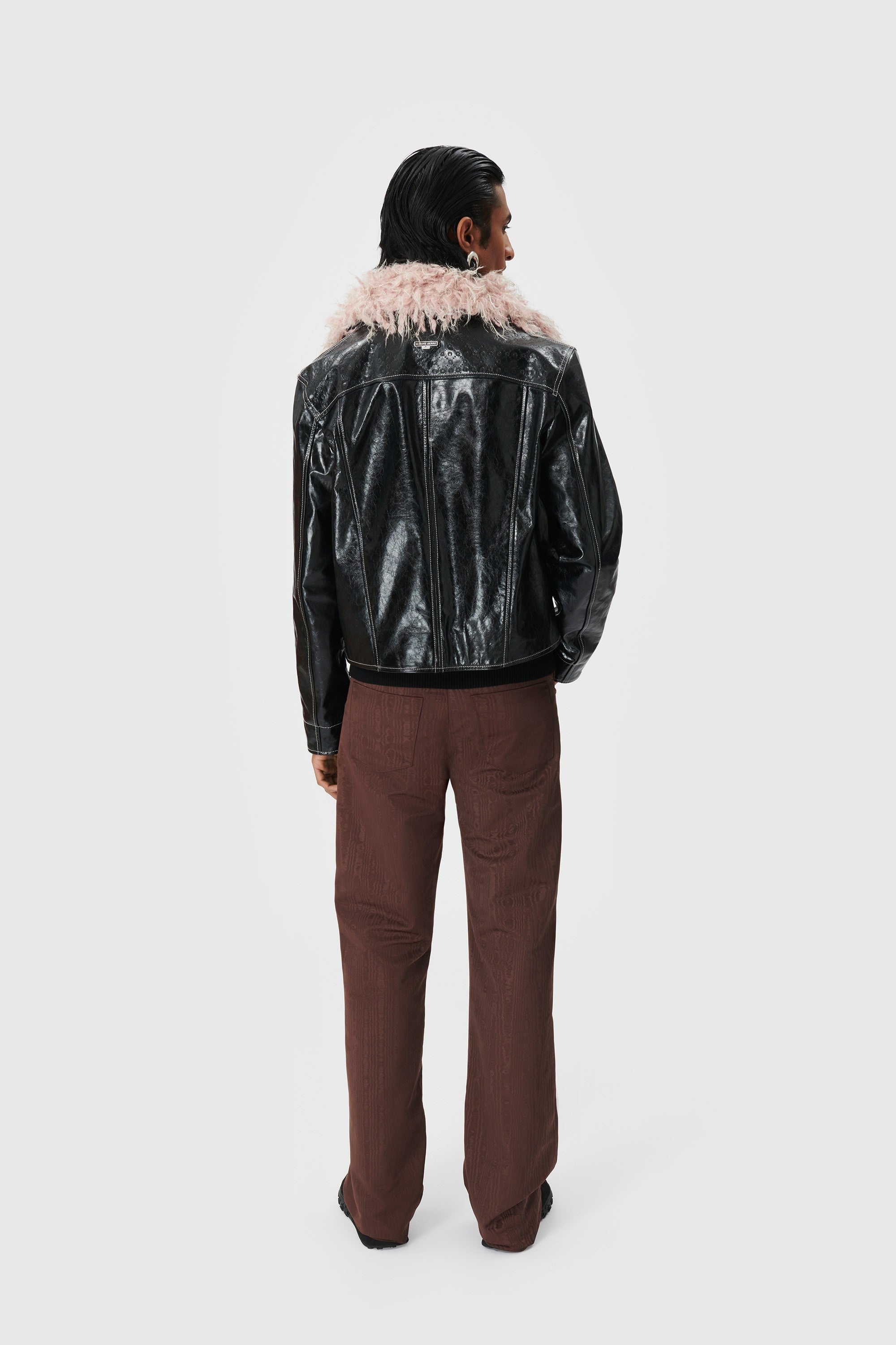 Embossed Leather Bomber Jacket - 3