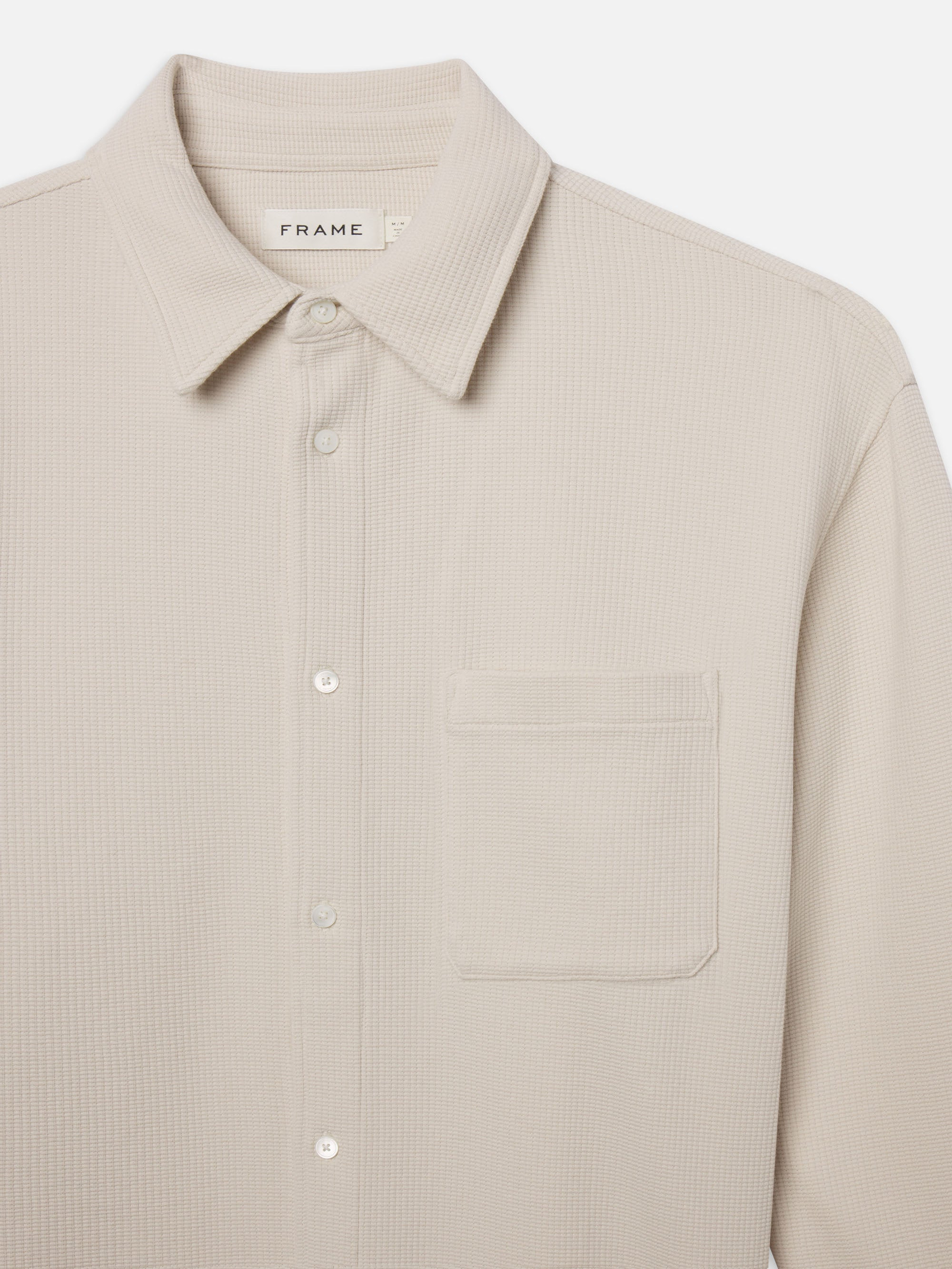 Waffle Textured Shirt in Warm White - 2