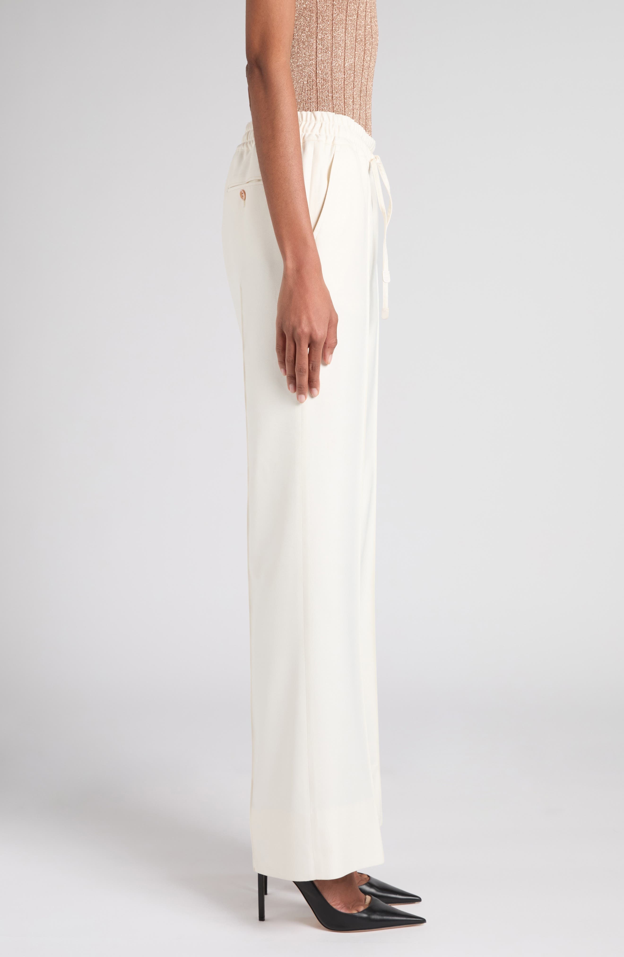 TOM FORD Tailored Viscose & Silk Twill Pants in Jb005 Cream at Nordstrom - 4