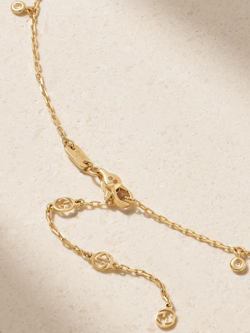 GUCCI Interlocking G 18-karat gold diamond necklace Gold outlook
