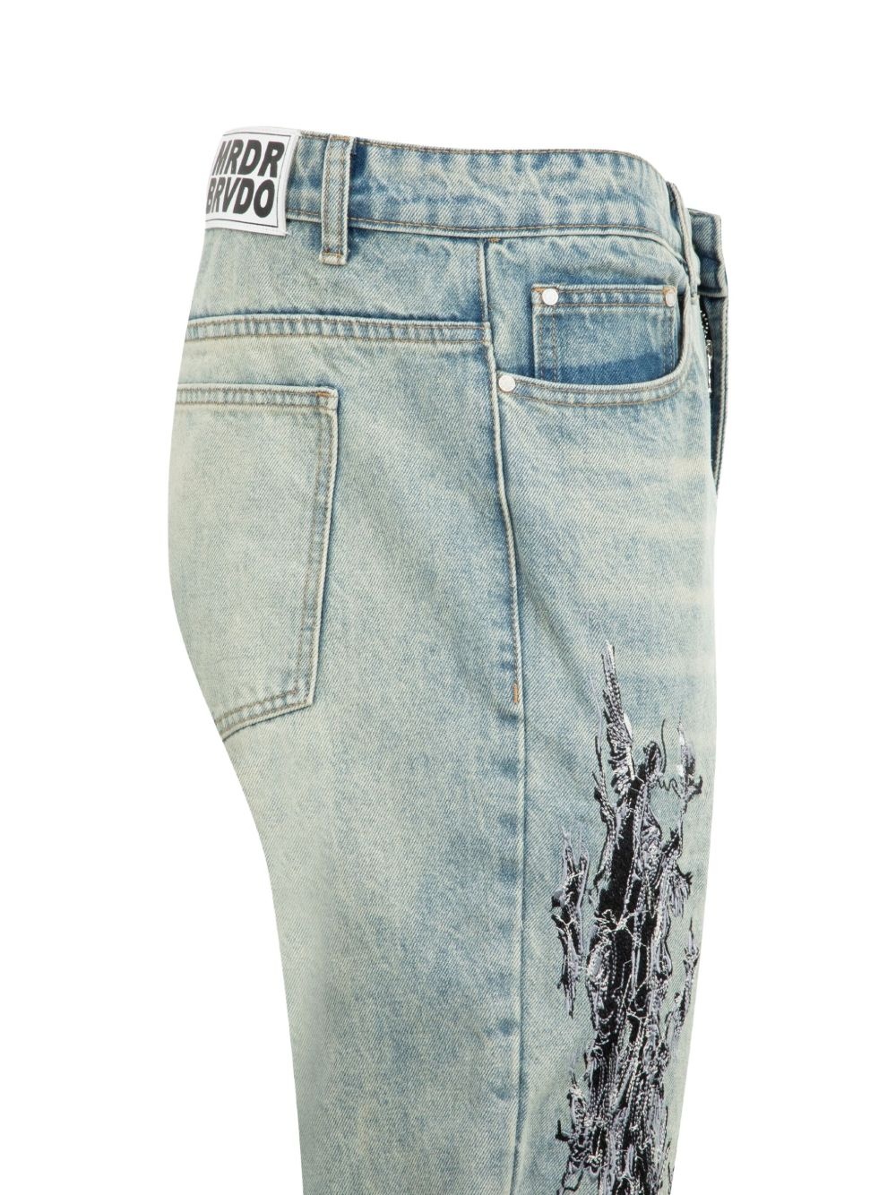 scratched cotton jeans - 3