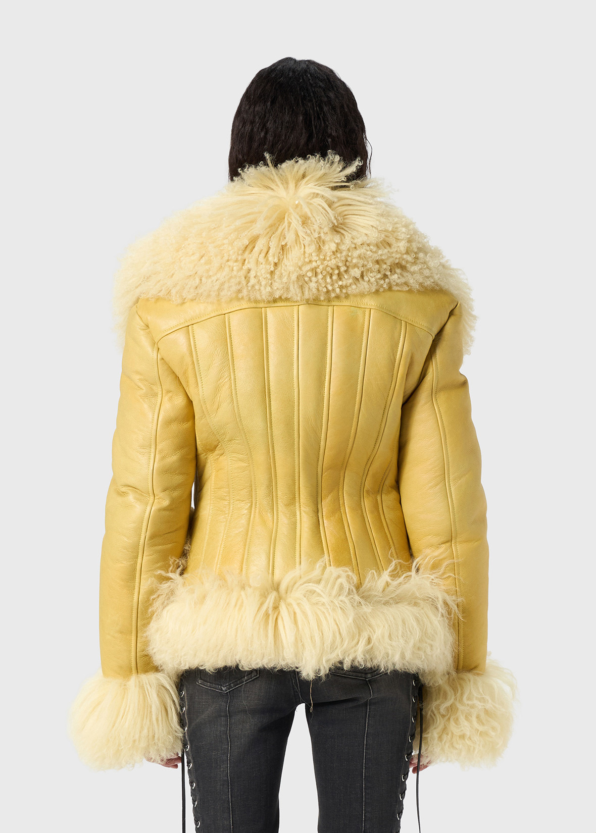 SHEARLING COAT WITH LAPELS - 4