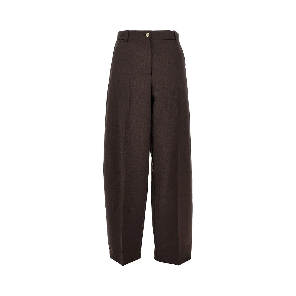 WOOL-BLEND BARREL LEG PANTS - 1