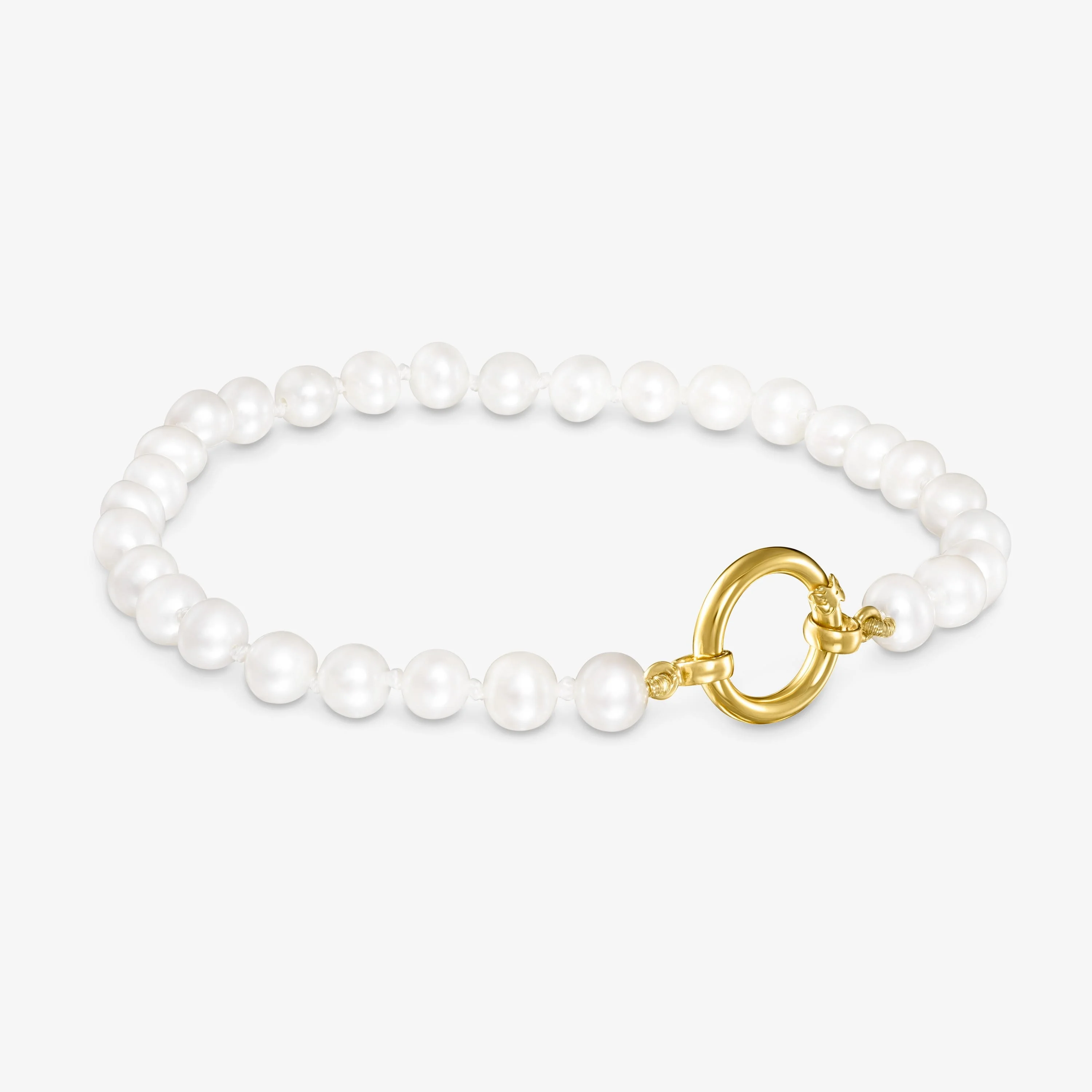 18K solid gold Hold Bracelet with Pearls - 1