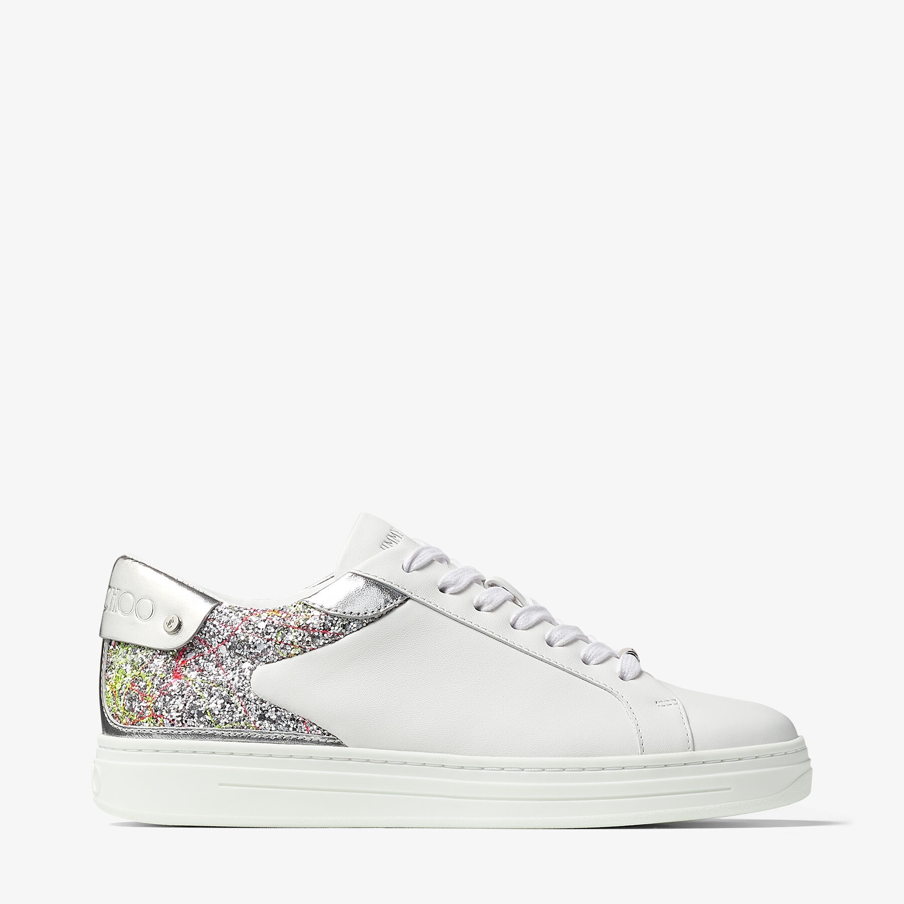 Rome/F
White Leather and Glitter Fabric Low Top Trainers - 1