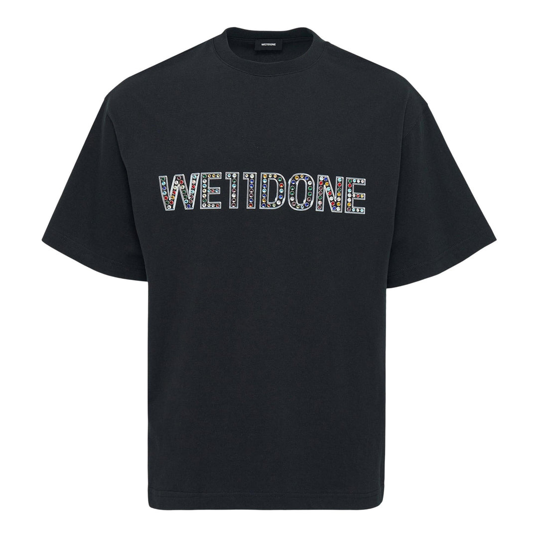 Black Colorful Rhinestone Logo Tee - 1