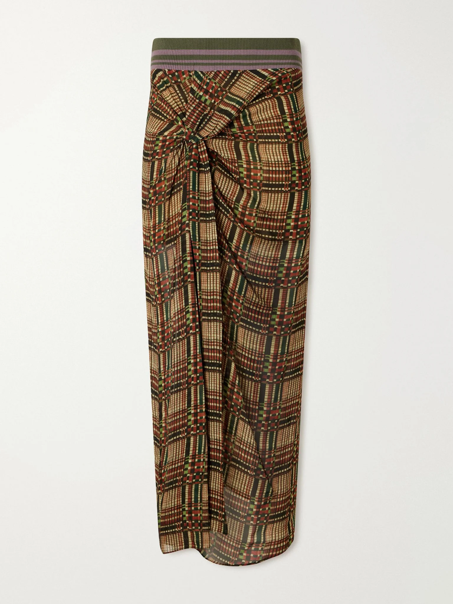 Suma checked georgette midi skirt Light green - 1