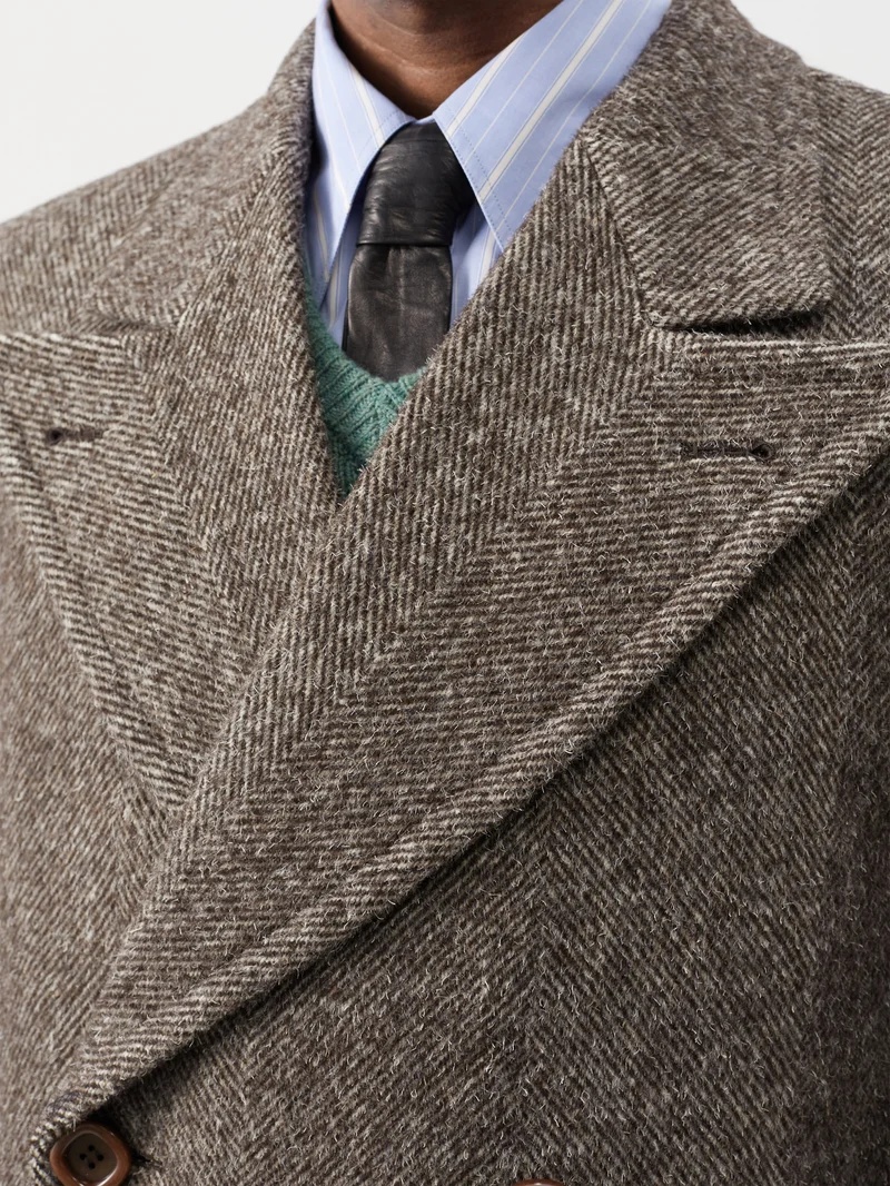 Double-breasted wool-herringbone overcoat - 3