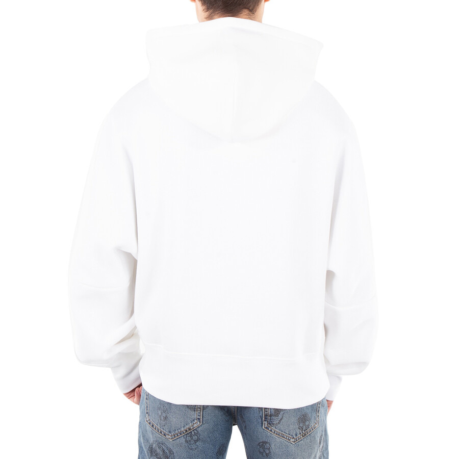 Alexander Mcqueen Men's Optical White Logo-Embroidered Cotton Hoodie - 5