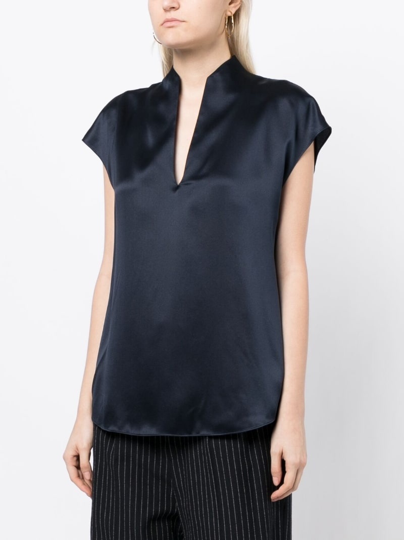 split-neck silk blouse - 3