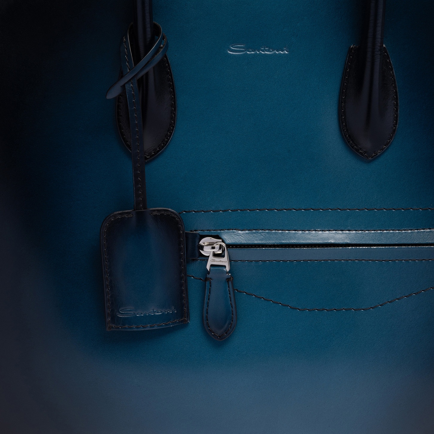 Blue leather laptop bag - 6
