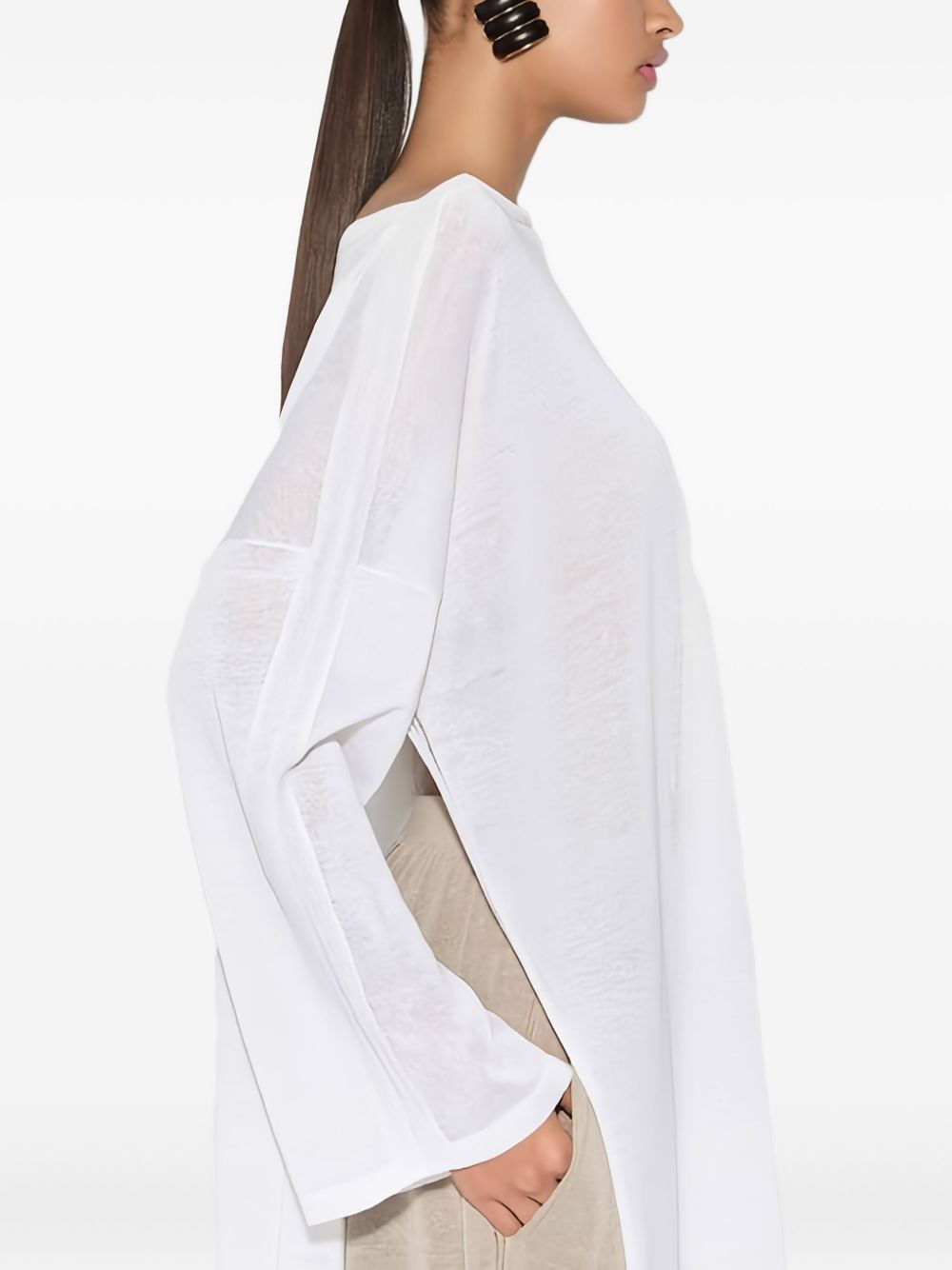 side-opening linen-silk blend top - 5