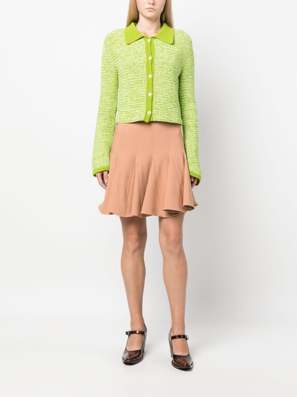 pleated-edge stretch-design skirt - 2