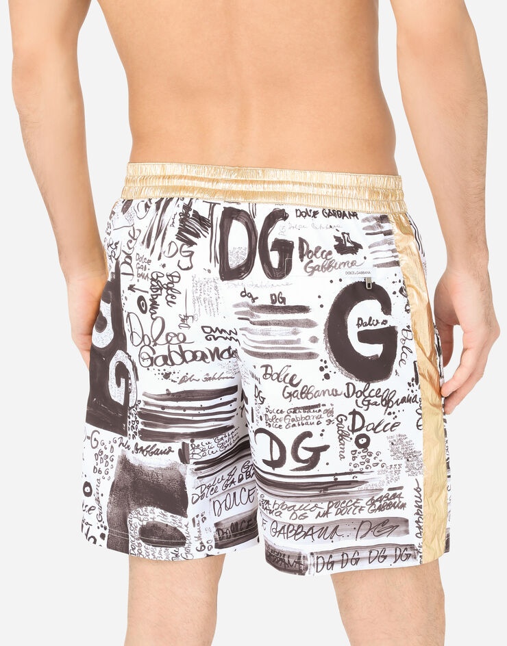 Mid-length swim trunks with logo print - 5