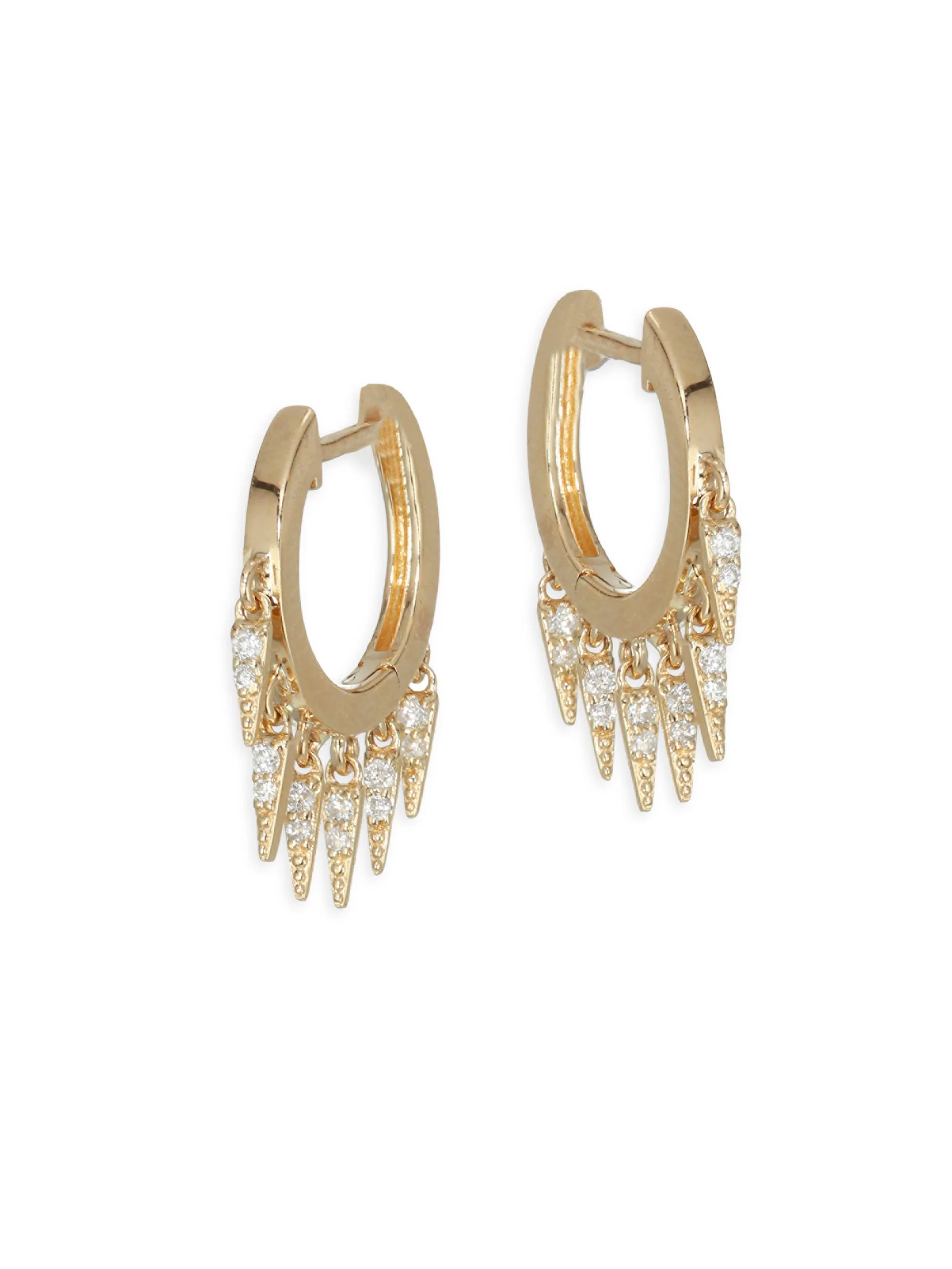 Women's 14K Yellow Gold & Diamond Small Fringe Hoop Earrings - Yellow Gold - 1