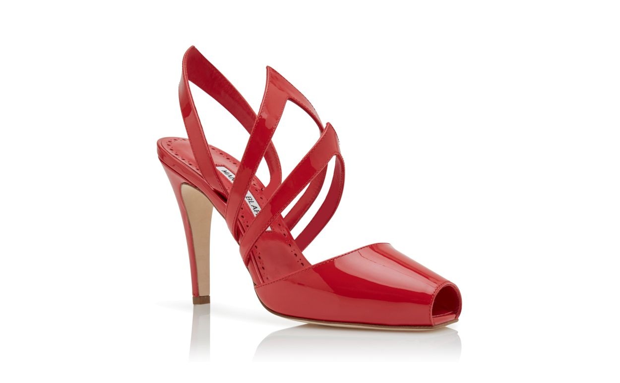 Red Patent Leather Slingback Pumps - 3