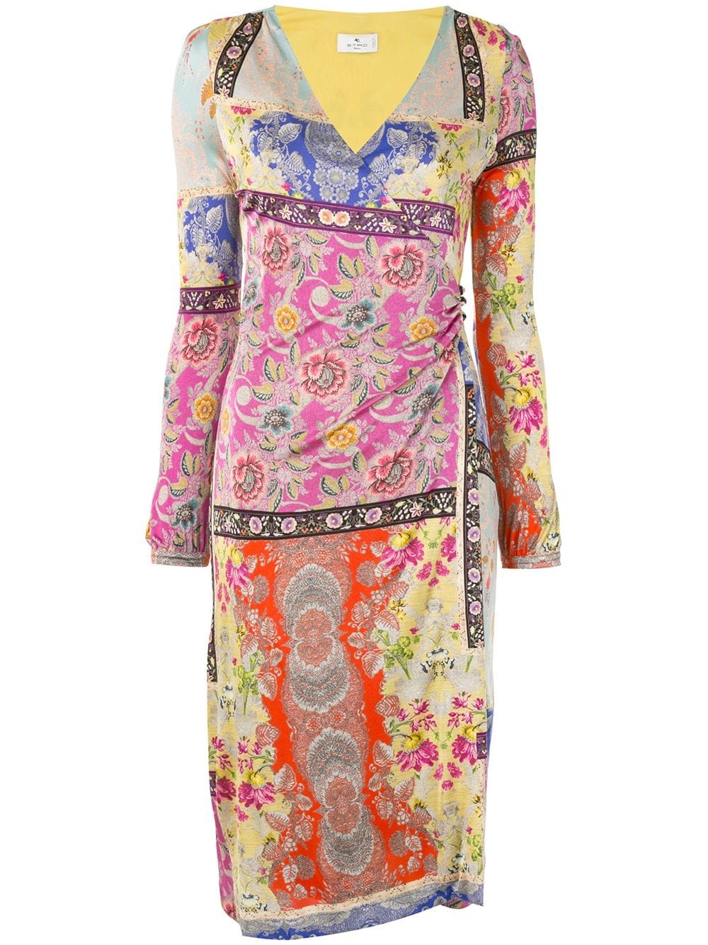 mixed-pattern paisley print dress - 1